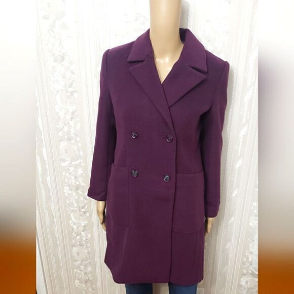 Banana Republic Classic Coat NWT  Dark Purple Color - Picture 6 of 9